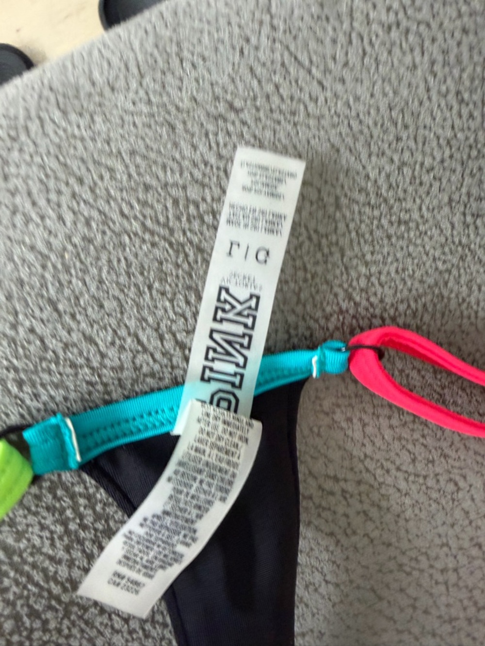 Victoria's Secret Black Push-Up Bikini with Neon Trim and Multicolor Stripes - Picture 3 of 3